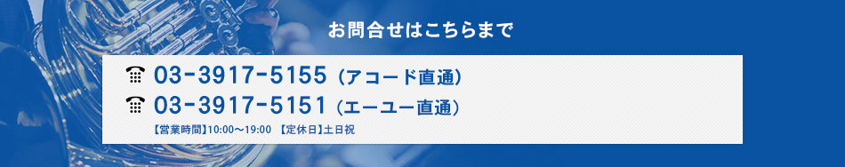 お問い合わせはエーユーツーリストまで TEL:03-3917-5155（アコード直通） TEL:03-3917-5151(エーユー直通)